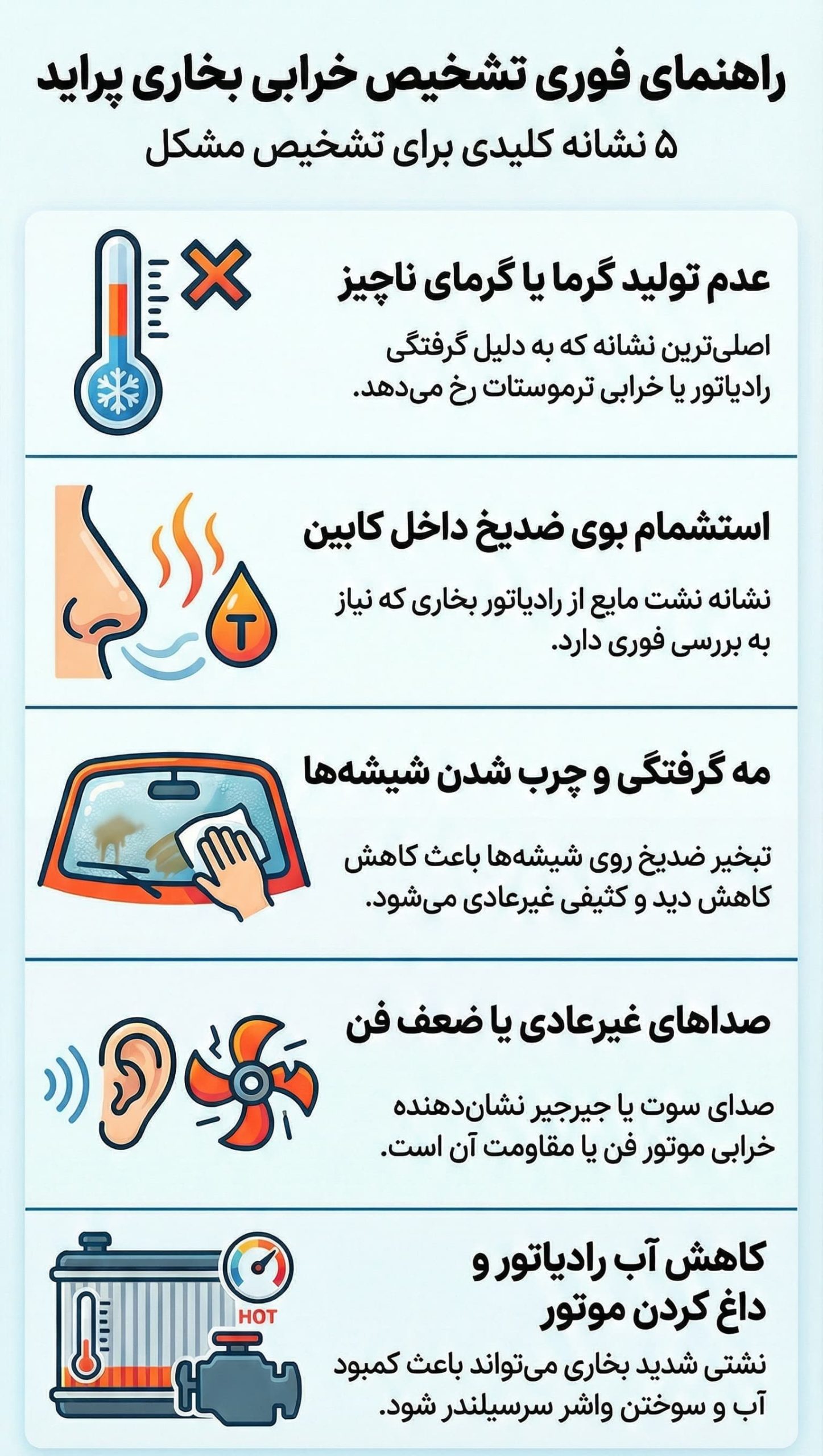 علائم خرابی بخاری پراید