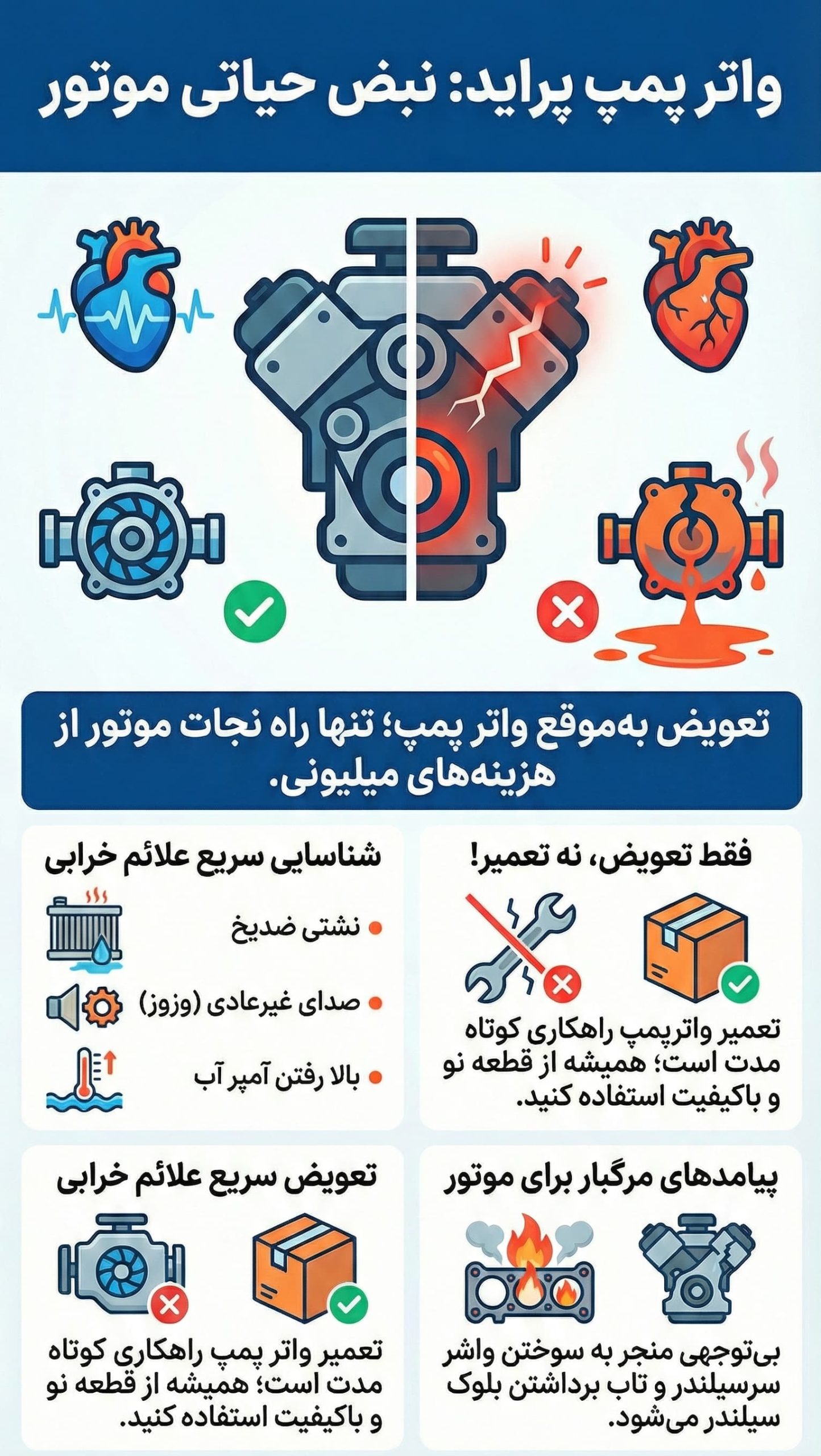 دلایل خرابی واتر پمپ پراید
