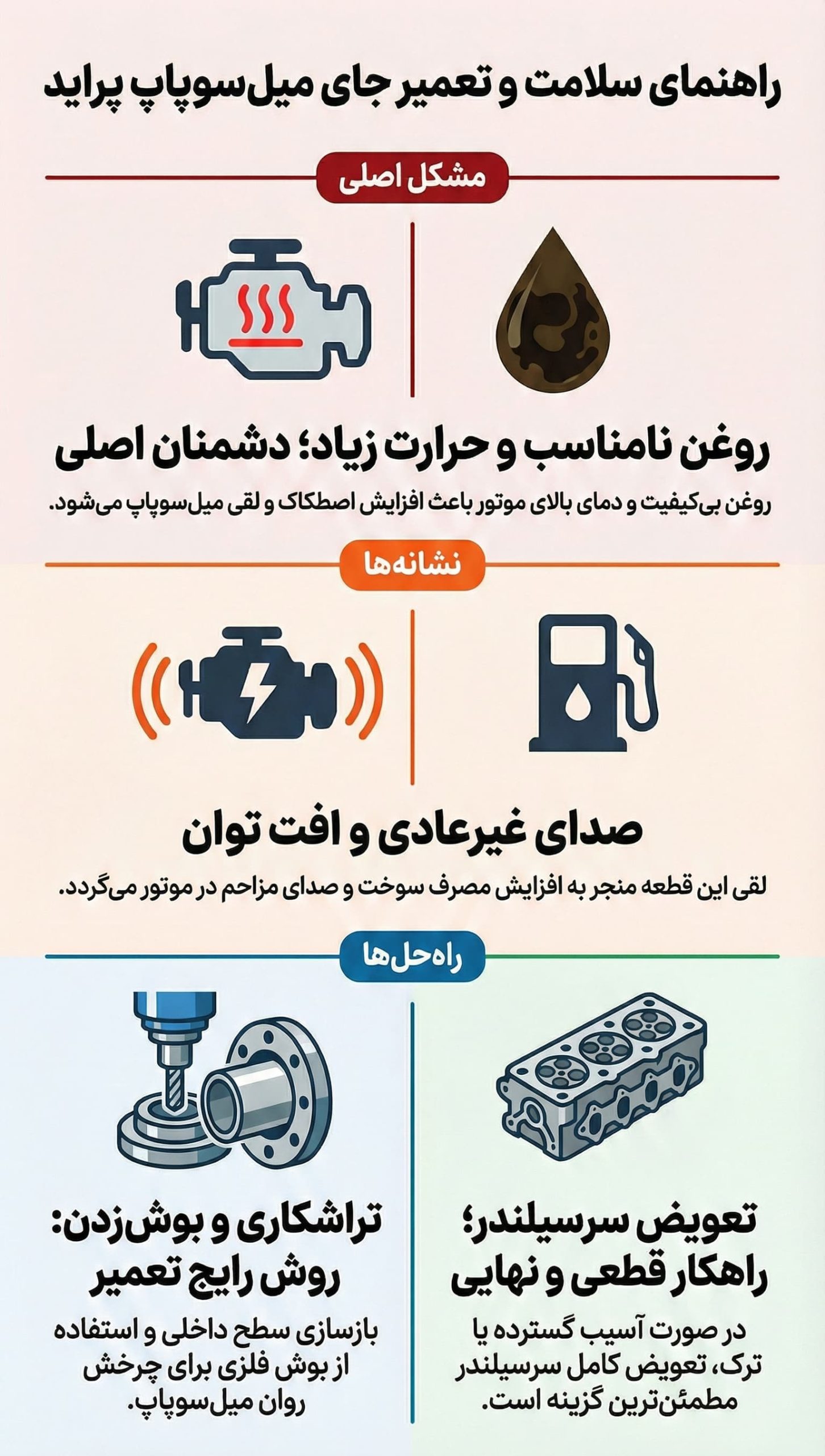 دلیل خرابی جای میل سوپاپ  پراید