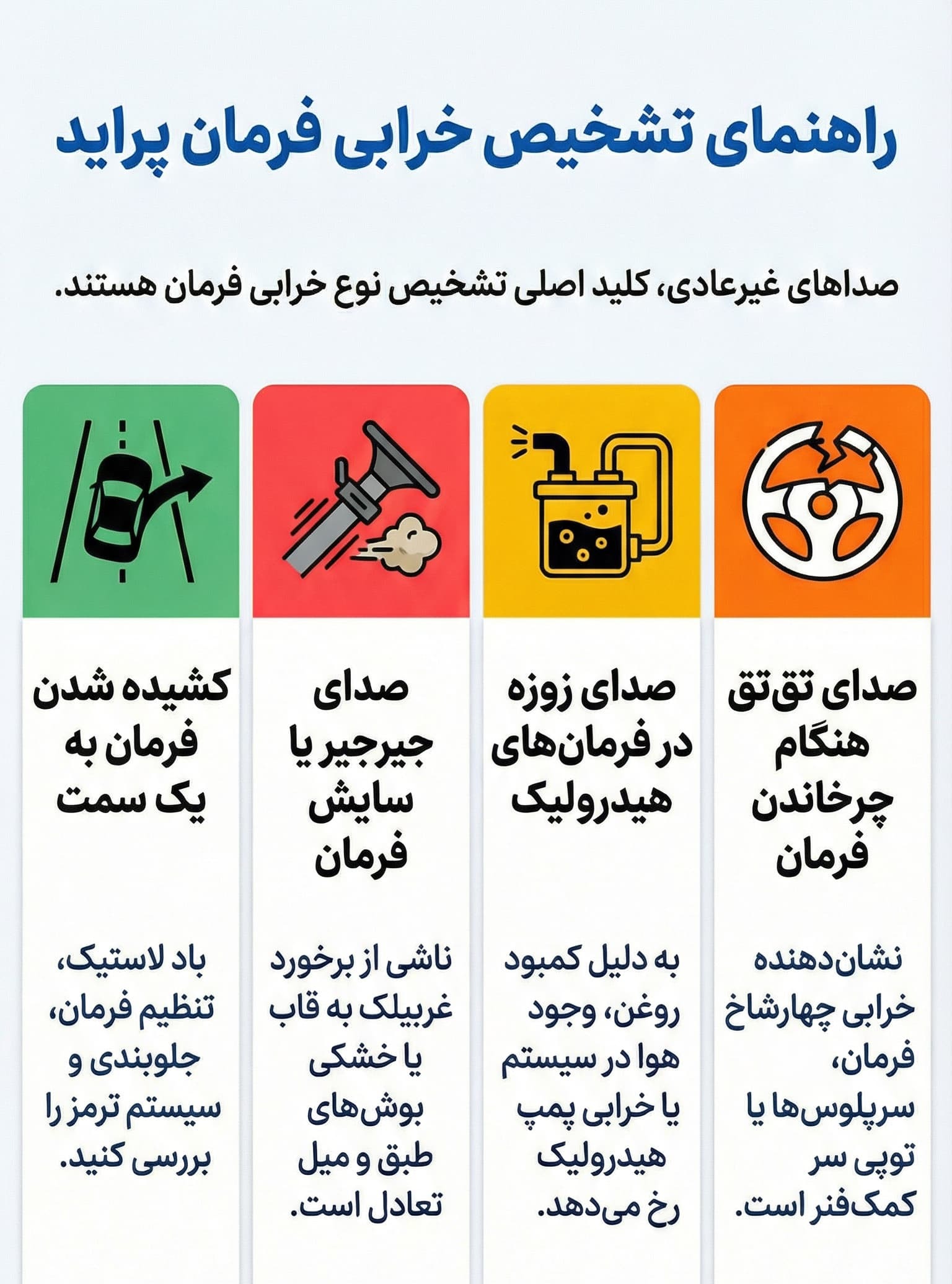 علائم خرابی فرمان پراید